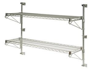 24" Deep x 72" Wide x 24" High Adjustable 2 Tier Chrome Wall Mount Shelving Kit 24" Deep x 72" Wide x 24" High Adjustable 2 Tier Chrome Wall Mount Shelving Kit