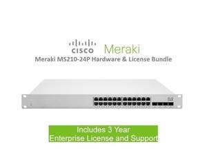 Cisco Meraki MS210-24P 24 Port PoE GigE Switch Includes 3 Year Enterprise License Cisco Meraki MS210-24P 24 Port PoE GigE Switch Includes 3 Year Enterprise License