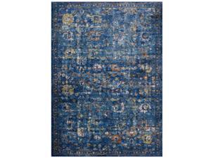 Minu Distressed Floral Lattice 4x6 Area Rug - Dark Blue, Yellow and Orange Minu Distressed Floral Lattice 4x6 Area Rug - Dark Blue, Yellow and Orange