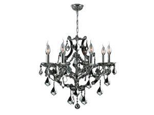 Lyre Collection 8 Light Chrome Finish and Black Crystal Chandelier Lyre Collection 8 Light Chrome Finish and Black Crystal Chandelier