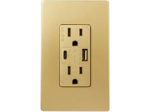 TOPGREENER 5.8A Ultra High Speed USB Type-C/A Wall Outlet, 15A Tamper-Resistant Receptacles, Compatible with iPhone XS/MAX/XR/X, Samsung Galaxy S9/S8/S7, LG, HTC & more, UL Listed, TU21558AC, Gold TOPGREENER 5.8A Ultra High Speed USB Type-C/A Wall Outlet, 15A Tamper-Resistant Receptacles, Compatible with iPhone XS/MAX/XR/X, Samsung Galaxy S9/S8/S7, LG, HTC & more, UL Listed, TU21558AC, Gold