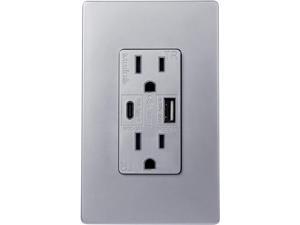 TOPGREENER 5.8A Ultra High Speed USB Type-C/A Wall Outlet, 15A Tamper-Resistant Receptacles, Compatible with iPhone XS/MAX/XR/X, Samsung Galaxy S9/S8/S7, LG, HTC & more, UL Listed, TU21558AC, Silver TOPGREENER 5.8A Ultra High Speed USB Type-C/A Wall Outlet, 15A Tamper-Resistant Receptacles, Compatible with iPhone XS/MAX/XR/X, Samsung Galaxy S9/S8/S7, LG, HTC & more, UL Listed, TU21558AC, Silver