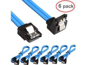 6 Pack 90 Degree Right-Angle SATA III Cable 6.0 Gbps with Locking Latch 18Inch (6X Sata Cable Blue) 6 Pack 90 Degree Right-Angle SATA III Cable 6.0 Gbps with Locking Latch 18Inch (6X Sata Cable Blue)