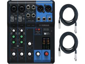 Yamaha MG06 6-Input Stereo Mixer w/ (2) 20' XLR Mic Cables Yamaha MG06 6-Input Stereo Mixer w/ (2) 20' XLR Mic Cables