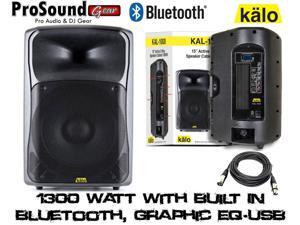 KALO 215ABT 15" Active/Powered DJ/PA Wireless Speakers Totaling 1300 Watt With Built In Bluetooth, Graphic EQ - XLR CABLE 15FT KALO 215ABT 15" Active/Powered DJ/PA Wireless Speakers Totaling 1300 Watt With Built In Bluetooth, Graphic EQ - XLR CABLE 15FT