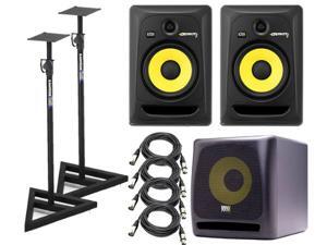 KRK RP8G3-NA Rokit 8 Generation 3 Powered Studio Monitor (Pair) + KRK K10S Powered Subwoofer - 10 Inch, 225 Watts + Samson SAMS200 (Pair) + (4) XLR Cables 18ft KRK RP8G3-NA Rokit 8 Generation 3 Powered Studio Monitor (Pair) + KRK K10S Powered Subwoofer - 10 Inch, 225 Watts + Samson SAMS200 (Pair) + (4) XLR Cables 18ft