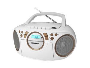KORAMZI CD705CWH Portable CD/MP3/USB Radio Cassette Recorder (White/Gold) - New KORAMZI CD705CWH Portable CD/MP3/USB Radio Cassette Recorder (White/Gold) - New