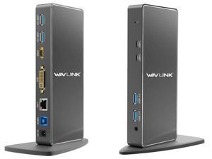 Wavlink USB 3.0 Universal Docking Station, Vertical Aluminum Laptop Docking Station, Dual Video Display USB-C Dock For HDMI/DVI/VGA, Gigabit Ethernet, 2 USB-C Ports, 4 USB 3.0 Ports, For Windows & Mac Wavlink USB 3.0 Universal Docking Station, Vertical Aluminum Laptop Docking Station, Dual Video Display USB-C Dock For HDMI/DVI/VGA, Gigabit Ethernet, 2 USB-C Ports, 4 USB 3.0 Ports, For Windows & Mac