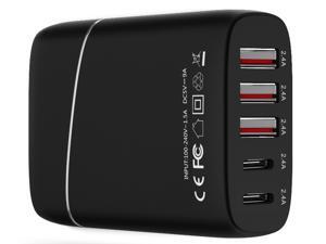 Wavlink USB 3.0 45W/9A USB C Wall Travel Charger, Multi-port (2 USB C Type-C, 3 USB) USB Charger Desktop Hub for Phone, Tablets, iPad, Mobile Power, Macbook-Black Wavlink USB 3.0 45W/9A USB C Wall Travel Charger, Multi-port (2 USB C Type-C, 3 USB) USB Charger Desktop Hub for Phone, Tablets, iPad, Mobile Power, Macbook-Black