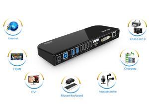 Wavlink USB 3.0 Display Universal Docking Station Dual Video HDMI/DVI/VGA , USB 3.0 & USB 2.0, Gigabit Ethernet Ports, Earphone & Mic in/out, Plug and Play For Windows Mac & Android 5.x Above - Black Wavlink USB 3.0 Display Universal Docking Station Dual Video HDMI/DVI/VGA , USB 3.0 & USB 2.0, Gigabit Ethernet Ports, Earphone & Mic in/out, Plug and Play For Windows Mac & Android 5.x Above - Black