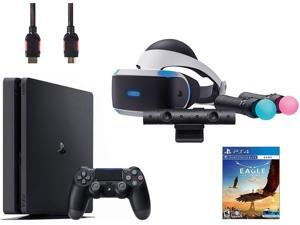 PlayStation VR Start Bundle (5 Items): VR Headset, Move Controller, PlayStation Camera Motion Sensor, Sony PS4 Slim 1TB Console - Jet Black, VR Game Disc Eagle Flight PlayStation VR Start Bundle (5 Items): VR Headset, Move Controller, PlayStation Camera Motion Sensor, Sony PS4 Slim 1TB Console - Jet Black, VR Game Disc Eagle Flight