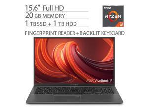 ASUS VivoBook 15.6" FHD NanoEdge Home and Business Laptop, AMD R3 3200U up to 3.50 GHz, 1TB SSD+1TB HDD, 20GB DDR4 RAM, USB-C, FP Reader, Backlit, Keypad, 1920x1080, HDMI, Win 10 ASUS VivoBook 15.6" FHD NanoEdge Home and Business Laptop, AMD R3 3200U up to 3.50 GHz, 1TB SSD+1TB HDD, 20GB DDR4 RAM, USB-C, FP Reader, Backlit, Keypad, 1920x1080, HDMI, Win 10