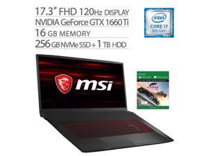 MSI GF75 Thin Gaming Laptop, Intel i7-9750H, GTX 1660 Ti, 17.3" FHD 120Hz IPS-Level, 16GB RAM, 256GB NVMe SSD+1TB HDD, 6-Core up to 4.50 GHz, Backlit, 4K Output, Win 10, Free Forza Game MSI GF75 Thin Gaming Laptop, Intel i7-9750H, GTX 1660 Ti, 17.3" FHD 120Hz IPS-Level, 16GB RAM, 256GB NVMe SSD+1TB HDD, 6-Core up to 4.50 GHz, Backlit, 4K Output, Win 10, Free Forza Game