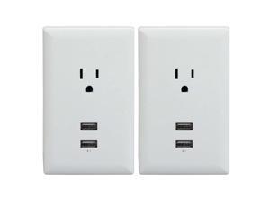 RCA Dual USB + Single Power Outlet Wall Adapter Plate WP2UWR, 2 Pack RCA Dual USB + Single Power Outlet Wall Adapter Plate WP2UWR, 2 Pack