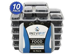 INEVIFIT Meal Prep 3 Compartment BPA FREE, Premium Food Storage Containers, Durable & Reusable, 36 oz. Stackable 10 Pack, Microwaveable & Dishwasher Safe, Leak Resistant Bento Lunch Box INEVIFIT Meal Prep 3 Compartment BPA FREE, Premium Food Storage Containers, Durable & Reusable, 36 oz. Stackable 10 Pack, Microwaveable & Dishwasher Safe, Leak Resistant Bento Lunch Box