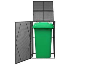 vidaXL Single Wheelie Bin Shed Poly Rattan 47.2" Black Trash Garbage Box Cover vidaXL Single Wheelie Bin Shed Poly Rattan 47.2" Black Trash Garbage Box Cover