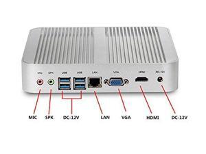 New Broadwell i3 5005U Mini pc Fanless PC Desktop pc HTPC with 8G DDR3 256G SSD Support Windows/Linux System 6xUSB(4xUSB3.0) VGA HDMI, Sliver Aluminum Shell New Broadwell i3 5005U Mini pc Fanless PC Desktop pc HTPC with 8G DDR3 256G SSD Support Windows/Linux System 6xUSB(4xUSB3.0) VGA HDMI, Sliver Aluminum Shell