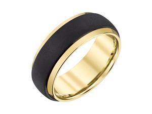 Mens Black & Yellow Tungsten Textured Band Mens Black & Yellow Tungsten Textured Band