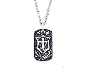 Mens Antique Cross Dog Tag Pendant in Stainless Steel Mens Antique Cross Dog Tag Pendant in Stainless Steel