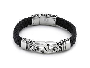 Mens Stainless Steel Antique Braided Leather Bracelet Mens Stainless Steel Antique Braided Leather Bracelet
