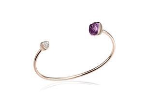 Amethyst and 1/5ct Diamond Pave Cuff in 14k Rose Gold Amethyst and 1/5ct Diamond Pave Cuff in 14k Rose Gold