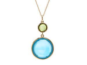Goshwara 18K Yellow Gold Blue Topaz & Peridot Pendant Goshwara 18K Yellow Gold Blue Topaz & Peridot Pendant