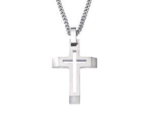 Mens Cross Cutout Pendant in Stainless Steel Mens Cross Cutout Pendant in Stainless Steel
