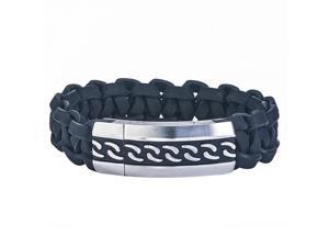 Mens Stainless Steel Braided Leather Bracelet Mens Stainless Steel Braided Leather Bracelet