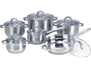 Heim Concept 12-Piece Stainless Steel Cookware Set with Glass Lid, Silver Heim Concept 12-Piece Stainless Steel Cookware Set with Glass Lid, Silver
