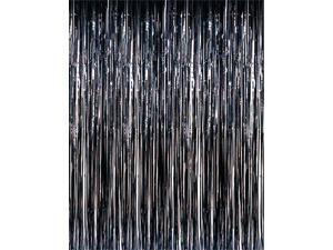 3' x 8' Black Tinsel Foil Fringe Door Window Curtain Party Decoration 3' x 8' Black Tinsel Foil Fringe Door Window Curtain Party Decoration
