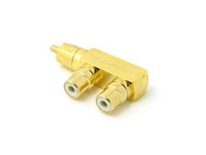 90 Degre Angled RCA AV Audio Splitter Plug Adapter Male to Dual Female Extension 90 Degre Angled RCA AV Audio Splitter Plug Adapter Male to Dual Female Extension
