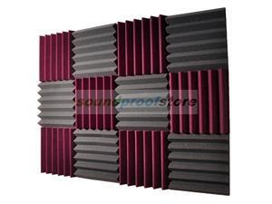 Soundproof Store, 2x12x12-12PK Acoustic Wedge Sound Dampening Studio Foam, BURGUNDY/CHARCOAL Soundproof Store, 2x12x12-12PK Acoustic Wedge Sound Dampening Studio Foam, BURGUNDY/CHARCOAL