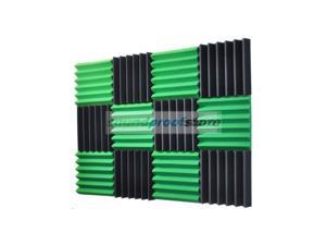 2x12x12-12PK GREEN/CHARCOAL Acoustic Wedge Soundproofing Studio Foam 2x12x12-12PK GREEN/CHARCOAL Acoustic Wedge Soundproofing Studio Foam