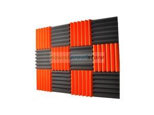 2x12x12-12PK ORANGE/CHARCOAL Acoustic Wedge Soundproofing Studio Foam 2x12x12-12PK ORANGE/CHARCOAL Acoustic Wedge Soundproofing Studio Foam