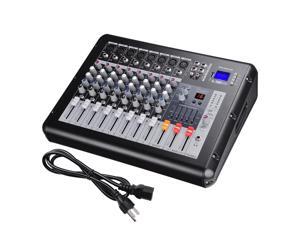 Pro 8 Channels Powered Audio Mixer Power Mixing Amplifier w/ 16DSP Mic Preamps Pro 8 Channels Powered Audio Mixer Power Mixing Amplifier w/ 16DSP Mic Preamps