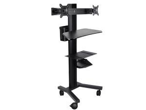 Desktop PC Mobile Cart for 2 Dual Monitor Printer Deck Computer Desk Workstation Desktop PC Mobile Cart for 2 Dual Monitor Printer Deck Computer Desk Workstation