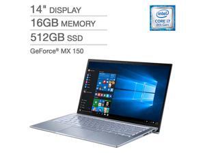 ASUS ZenBook 14 UX431FN-IH74 Ultra-thin and Light 14-inch FHD Laptop, Intel Core i7-8565U, 16 GB RAM, 512 GB PCIE SSD, GeForce MX150, Windows 10, Silver Blue ASUS ZenBook 14 UX431FN-IH74 Ultra-thin and Light 14-inch FHD Laptop, Intel Core i7-8565U, 16 GB RAM, 512 GB PCIE SSD, GeForce MX150, Windows 10, Silver Blue
