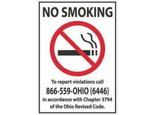 NMC M708PB-NO SMOKING (GRAPHIC) TO REPORT VIOLATIONS CALL 866-559-OHIO (6446) IN ACCORDANCE WITH CHAPTER 3794 OF THE OHIO REVISED CODE, 14X10, PS VINYL (1 EACH) NMC M708PB-NO SMOKING (GRAPHIC) TO REPORT VIOLATIONS CALL 866-559-OHIO (6446) IN ACCORDANCE WITH CHAPTER 3794 OF THE OHIO REVISED CODE, 14X10, PS VINYL (1 EACH)