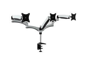 Triple articulating Monitor Mount. Supports 3 monitors 15 to 28" each. Spring Loaded arms provide flexibility in movement and monitor orientation. VESA standard Triple articulating Monitor Mount. Supports 3 monitors 15 to 28" each. Spring Loaded arms provide flexibility in movement and monitor orientation. VESA standard
