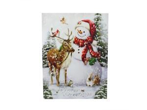 LED Lighted Snowman and Reindeer Christmas Canvas Wall Art 15.75" x 12" LED Lighted Snowman and Reindeer Christmas Canvas Wall Art 15.75" x 12"