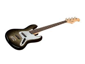 Monoprice Electric Bass - Charcoal With Gig Bag, Flamed Maple - Indio Jamm Monoprice Electric Bass - Charcoal With Gig Bag, Flamed Maple - Indio Jamm