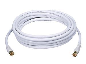 Monoprice 15ft RG6 (18AWG) 75Ohm, Quad Shield, CL2 Coaxial Cable with F Type Connector - White Monoprice 15ft RG6 (18AWG) 75Ohm, Quad Shield, CL2 Coaxial Cable with F Type Connector - White