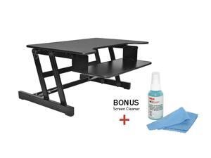 Rocelco Height Adjustable Standing Desk Riser - ADR 32" wide - Black Finish - with Bonus Screen Cleaner Rocelco Height Adjustable Standing Desk Riser - ADR 32" wide - Black Finish - with Bonus Screen Cleaner