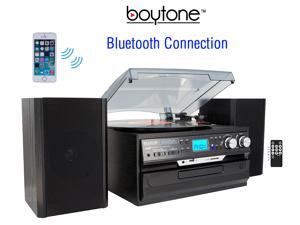 7-in-1 Boytone BT-24DJB with Bluetooth Connection, 3 Speed 33, 45, 78 Rpm, CD, Cassette Player AM, FM USB, SD Slot, Aux Input. Encoding Vinyl & Radio & Cassette To-MP3, Remote control & 45 Adaptor 7-in-1 Boytone BT-24DJB with Bluetooth Connection, 3 Speed 33, 45, 78 Rpm, CD, Cassette Player AM, FM USB, SD Slot, Aux Input. Encoding Vinyl & Radio & Cassette To-MP3, Remote control & 45 Adaptor