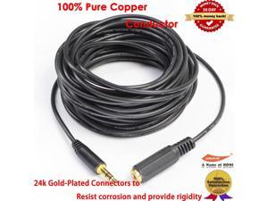 Gold 25FT 25 Feet 3.5 mm Male/Female Stereo Audio Extension Cable Black Gold 25FT 25 Feet 3.5 mm Male/Female Stereo Audio Extension Cable Black