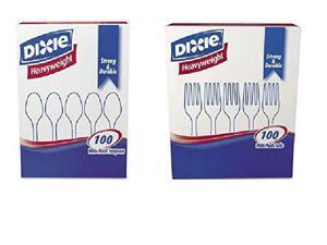 VALUE PACK: Dixie Plastic Tableware, 100 Teaspoons, 100 Forks (200 Pieces) VALUE PACK: Dixie Plastic Tableware, 100 Teaspoons, 100 Forks (200 Pieces)