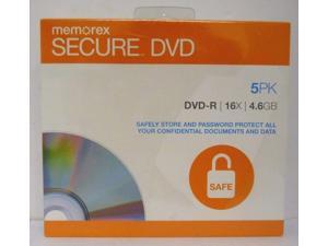NEW Memorex 5PK Secure DVD Password Protected Encryption 4.6GB NEW Memorex 5PK Secure DVD Password Protected Encryption 4.6GB