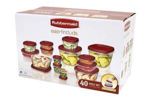 Rubbermaid Easy Find Lids 40-Piece Storage Containers Set, Clear-Red Rubbermaid Easy Find Lids 40-Piece Storage Containers Set, Clear-Red