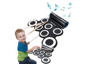 Battery & USB Powered Digital MIDI Portable Electronic Roll Up Drum Pad Set Built in Speaker 7 Pads for Kids Students Beginner Battery & USB Powered Digital MIDI Portable Electronic Roll Up Drum Pad Set Built in Speaker 7 Pads for Kids Students Beginner
