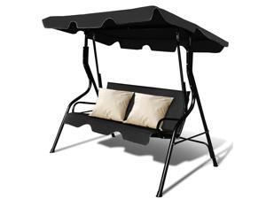 3 Seats Patio Canopy Swing Glider Hammock Cushioned Steel Frame Backyar Black/Green/Coffee 3 Seats Patio Canopy Swing Glider Hammock Cushioned Steel Frame Backyar Black/Green/Coffee